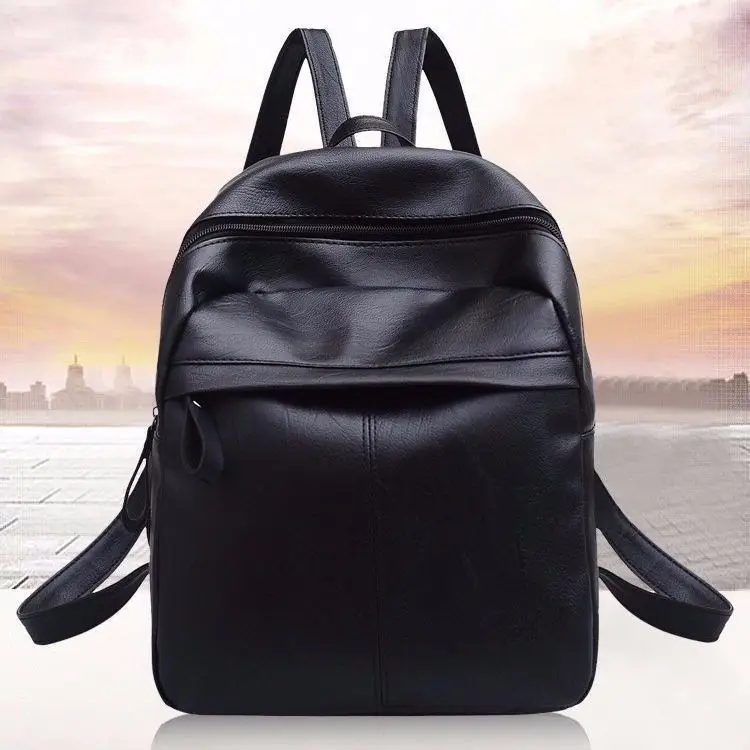 

Women Backpack PU Casual School Bags For Teenager Girls Female Travel Bag Light Zipper Bagpack Rucksack Solid String Bag Pack