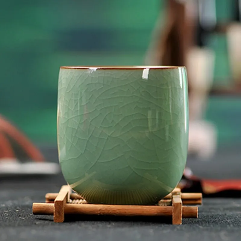 Простая керамическая чайная чашка Зеленый Чай пуэр кофе ручной работы трещины отель домашняя чайная чашка Ретро чайная чашка из селадона