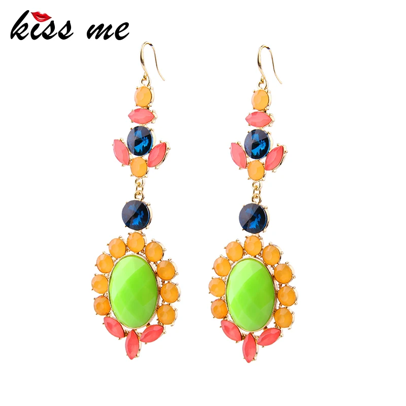 

Fashion accessories neon color gem big earrings