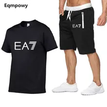 2019 Поезд Graphic Series Печать Мода Для Мужчин Новый EA7 белый С Коротким Рукавом Мужские Спортивн
