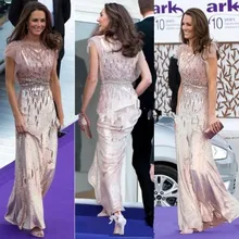 Горячая Распродажа, вечернее платье в пол с прозрачным вырезом из тюля и бусинами, платье Кейт Миддлтон, платья знаменитостей