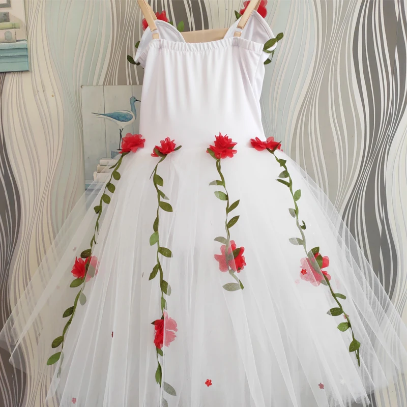 Professional Ballet Tutu Kids Child Girls White Flowers Ballet Dress For Girls Kids Child Ballerina Dress Dance Costume Ballet Dress