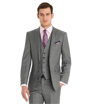 

Men's suit three-piece suit (coat + pants + vest) men's fashion slim solid color suit wedding groom dress custom