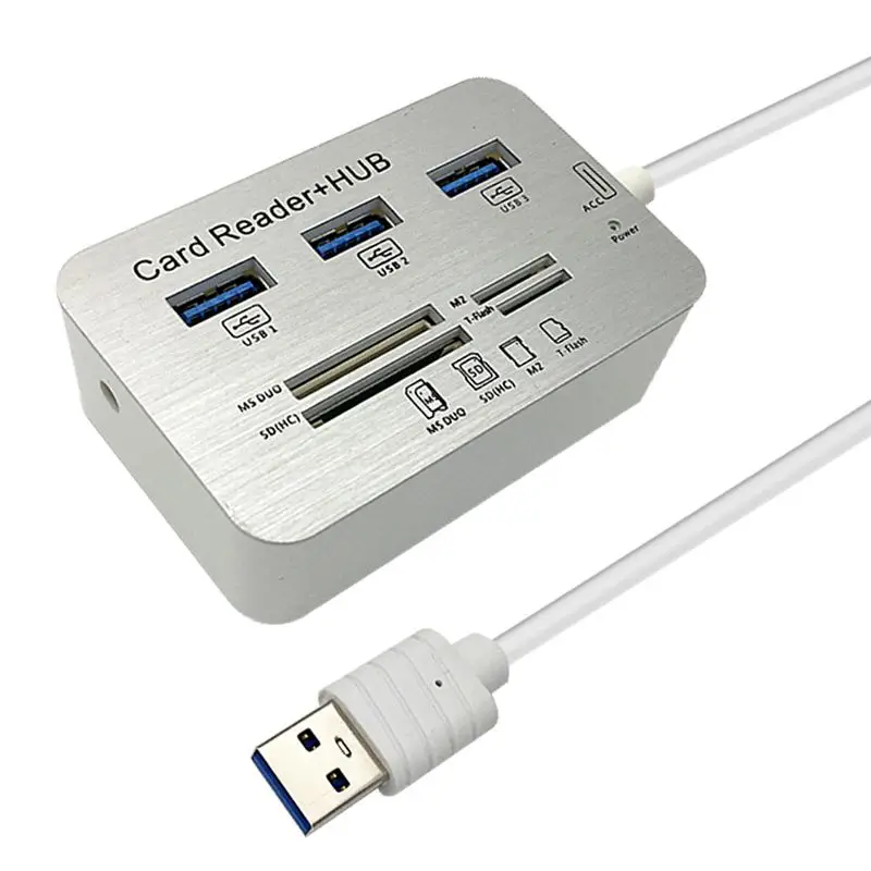 Горячая 3,0 usb hub и Card Reader COMBO высокая скорость вцв с MS/SD/M2/TF и с 3 портами usb разветвитель для компьютера