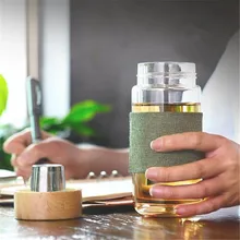 Мои бутылки воды Чай заварки Стекло стакан Нержавеющая сталь фильтр Портативный Спорт герметичным питьевой воды для Бутылочки с крышкой