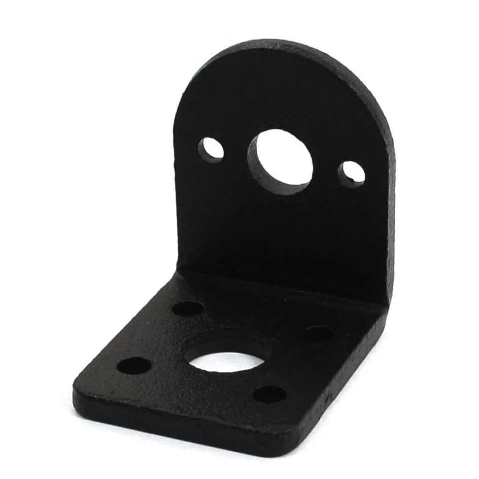 Black Metal L Shaped Mounting Bracket Holder for 25mm Gear Motorin Tie