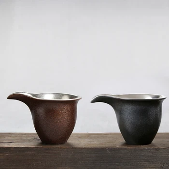 

Japanese-style Silver Fair Cup Handmade Ceramic Coarse Pottery Chahai Office Tea Ceremony Accessories Coffee Milk Mug Collection