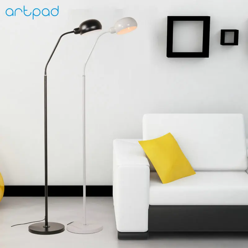 

Artpad Modern Floor Stand Lamp Black White Metal Sconces Living Room Bedroom Study LED Floor Light with Switch AC110V-220V