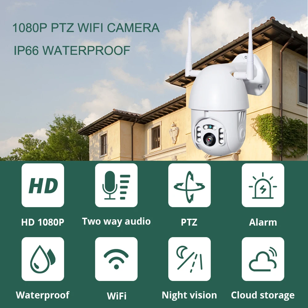 IP wifi камера беспроводная 2MP 1080 P наружная камера наблюдения с датчиком PTZ скорость купольная CCTV ИК ONVIF камера P2P видеонаблюдения