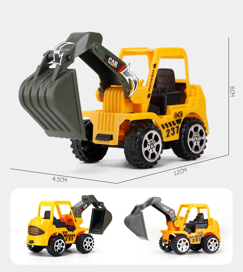 6 Arten Mini Kunststoff Bau Autos Bagger Modell Spielzeug Für Kinder Geschenke 