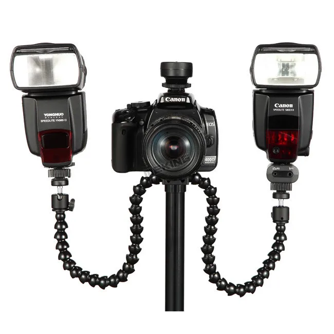 Meking Macro Shot Dual Arm кронштейн горячий башмак крепление осьминог держатель вспышки с шаровой головкой для Speedlite DSLR камера штатив пластина