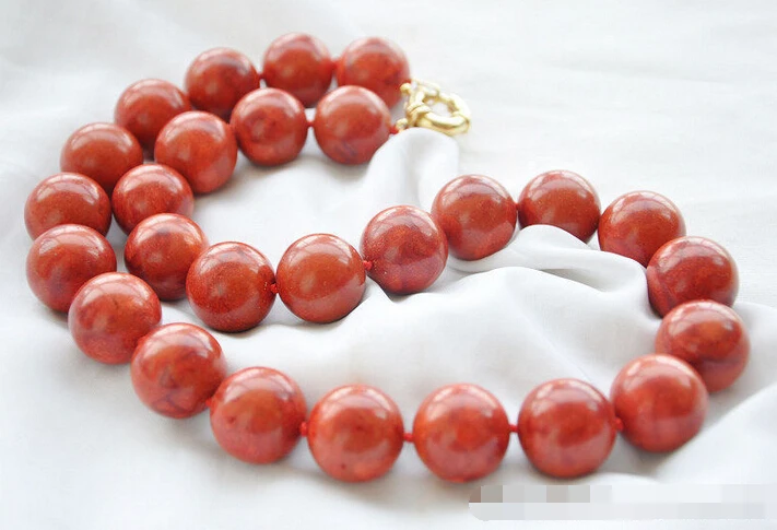 

3078 round red natural grass coral bead NECKLACE