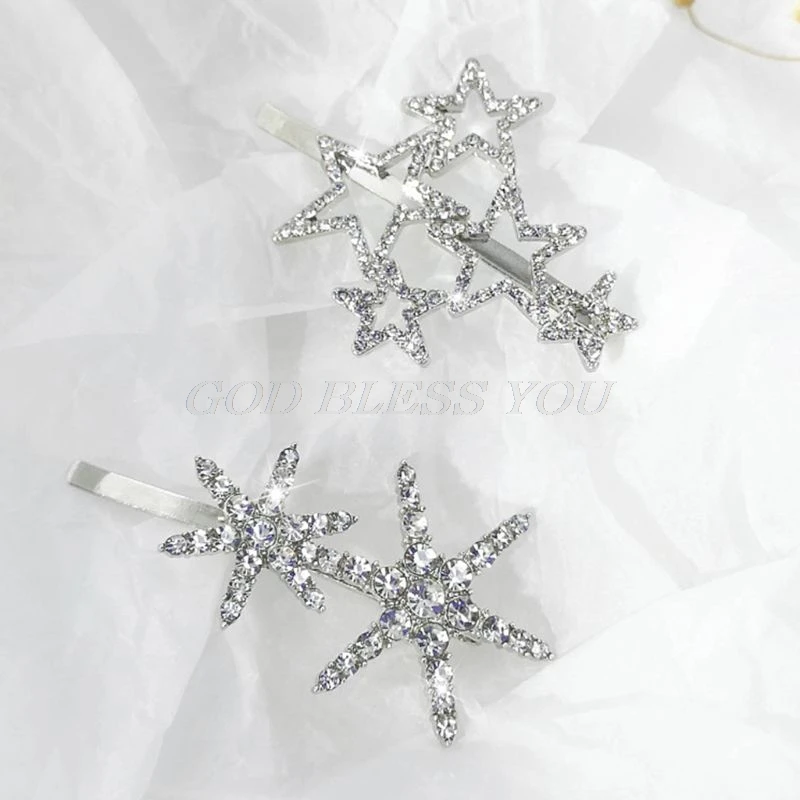Minimalist Metallic Glitter Silver Straight Bobby Pins Women Girls Shimmer Rhinestone Hollow Out Star Snowflake Hair Clips Minimalist Metallic Glitter Silver Straight Bobby Pins Women Girls Shimmer Rhinestone Hollow Out Star Snowflake Hair Clips