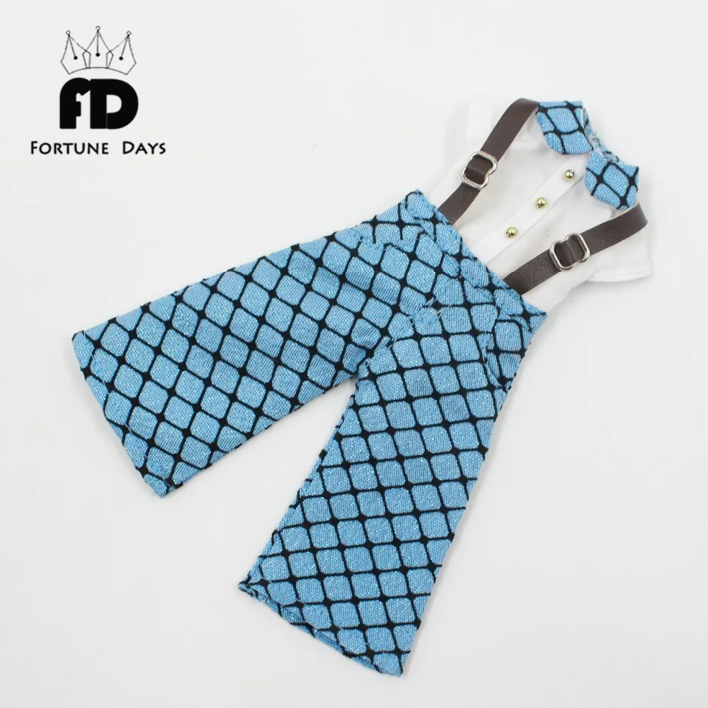 

blyth doll icy licca body Blue Plaid Overalls with white Shirt 1/6 gift toy