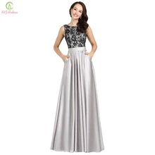 Robe De Soiree SSYFashion вечерние платья, свадебное банкетное серое кружевное атласное сексуальное длинное платье для выпускного вечера размера плюс, светоотражающее платье