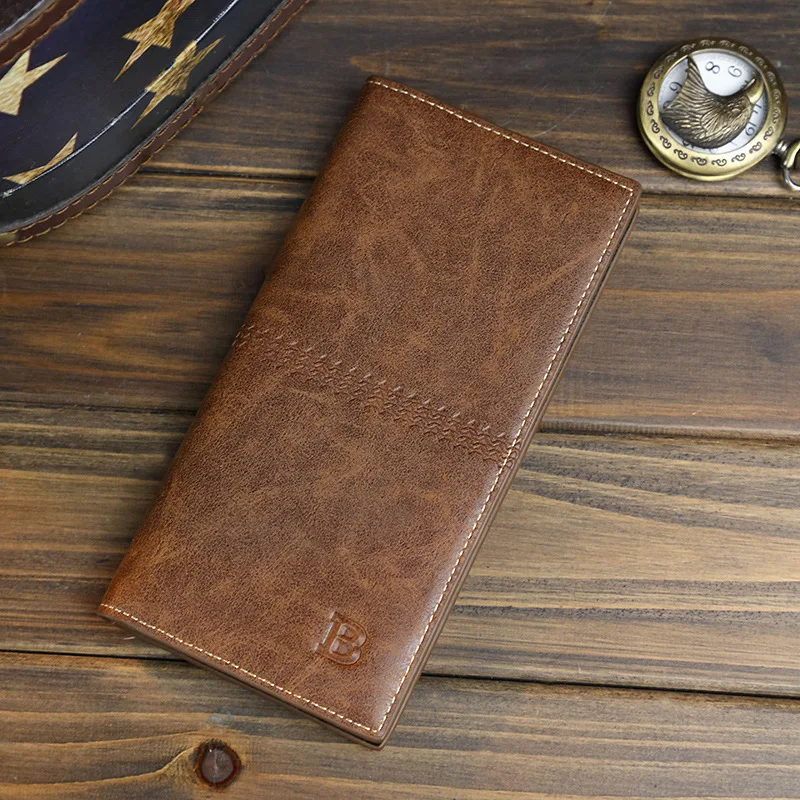 

Vintage Wallet Men Slim Man Wallet Checkbook Organizer Card Cash HolderLeather Long Wallet