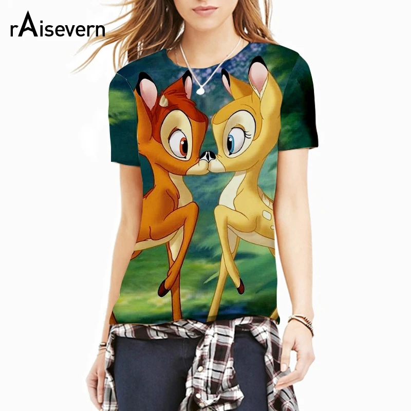 Raisevern Cute Cartoon T shirt Bambi Deer/Grumpy Cat/UP