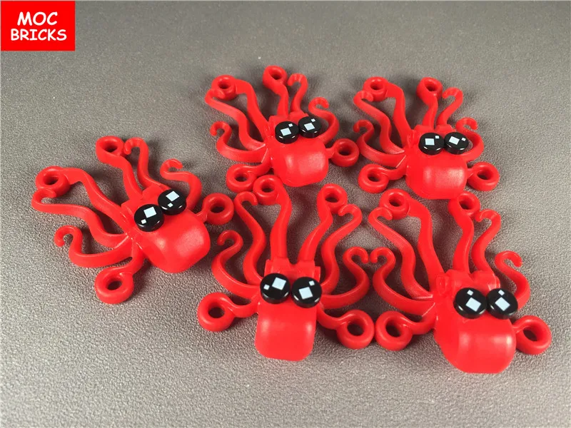 2 шт./лот кубики Moc DIY животное вода Красный осьминог с глазами подходит 6086