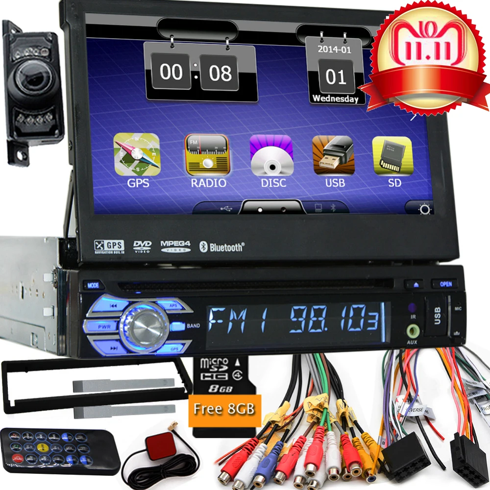 7 &quotУниверсальный 1 Din автомобильный аудио dvd плеер + радио GPS навигация Авторадио