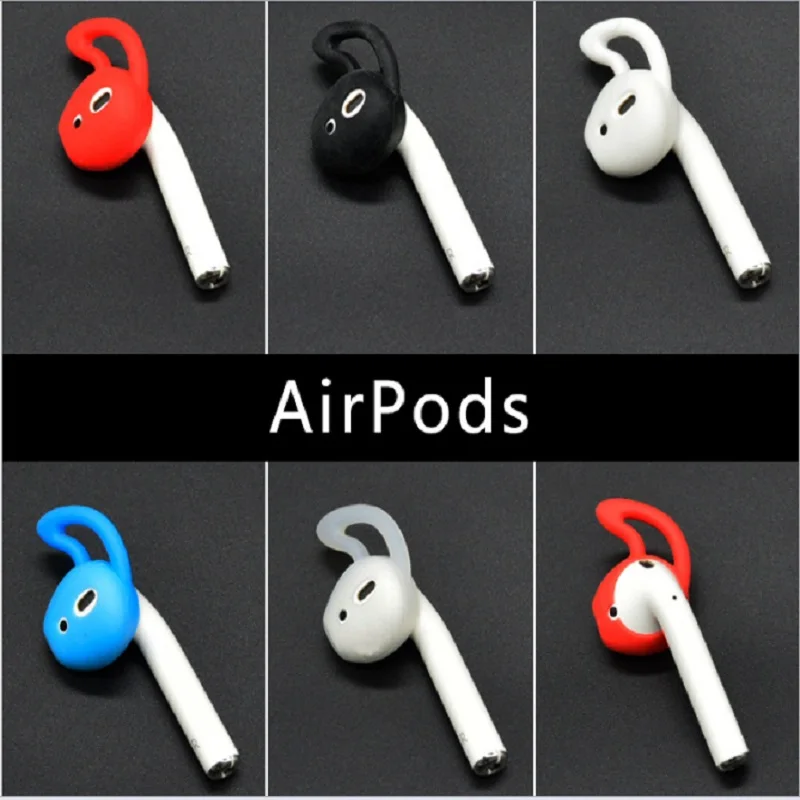 1 Pairs Airpods Earphone Case Cover Silicone Antislip Ear Hook Earbuds tips Caps for iPhone Earpads Earpods Eartips free shiping
