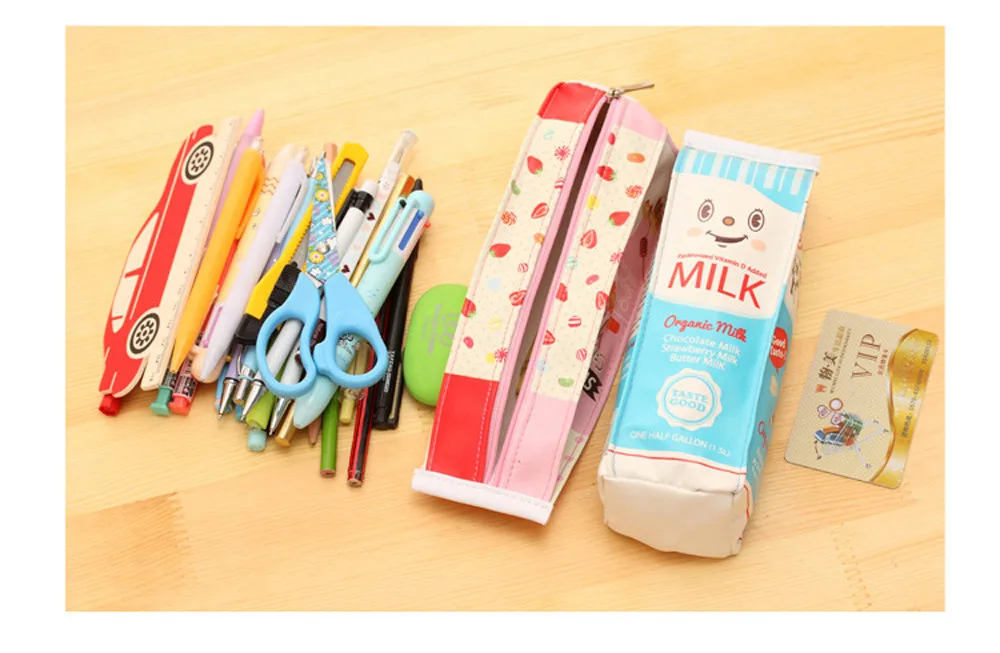Cute Kawaii Pencil Case Creative Milk Pencil Bag For Kids Gift Novelty School pencil pen holders new A30