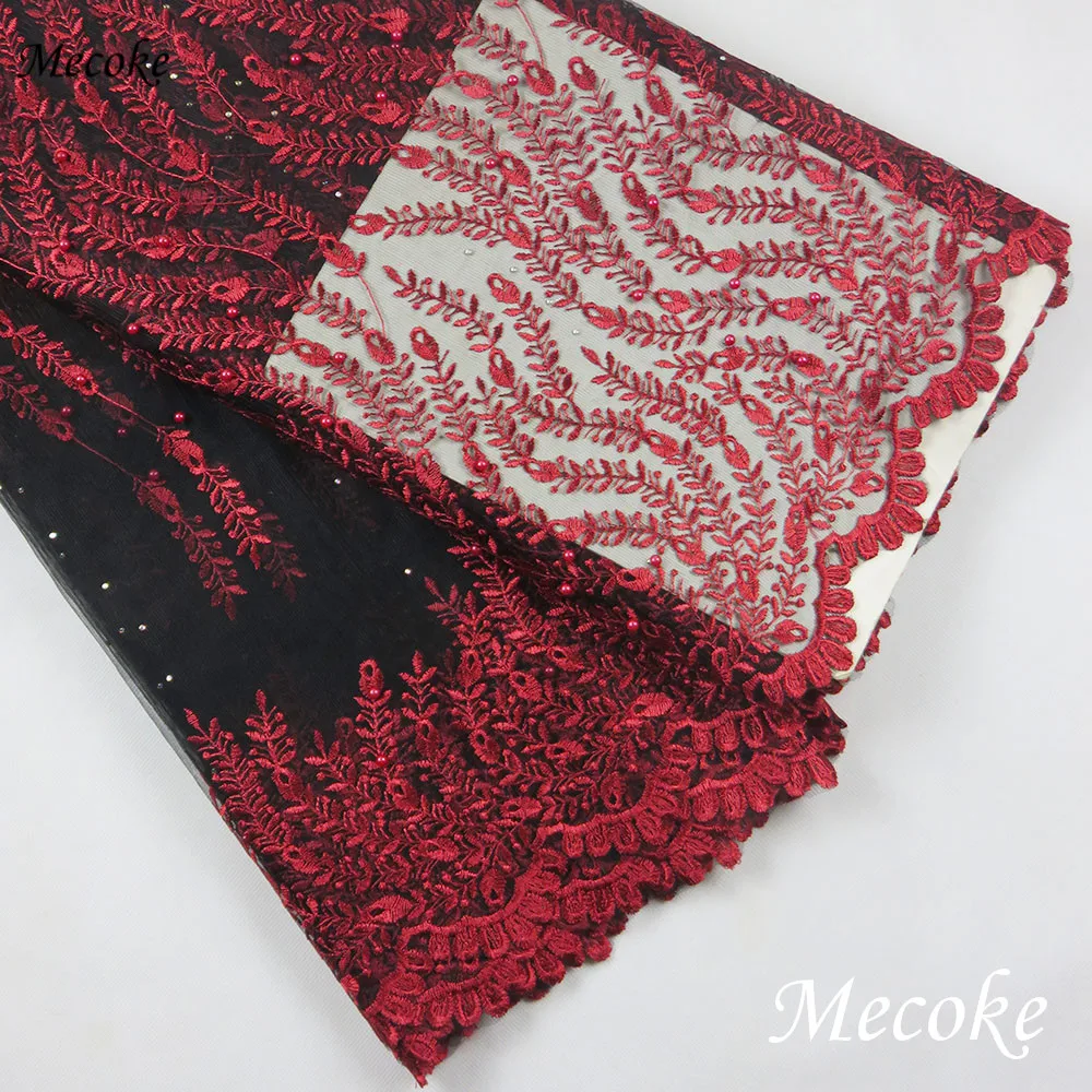 Французская кружевная ткань новейшая африканская гипюровая кружевная ткань с вышивкой сетка Винный Цвет швейцарская вуаль нигерийское Тюлевое кружево