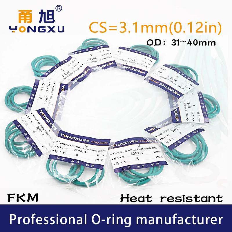 3 шт./лот Green FKM фторруглеродные уплотнительные кольца CS3.1mm OD31/32/33/34/35/36/37/38/39/40*3 1 мм