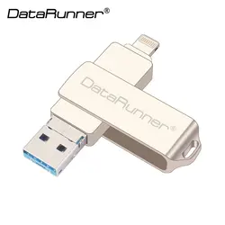 DataRunner USB флешка OTG накопитель 32 ГБ 64 Гб 128 USB-шнур 8 ГБ 16 Гб Cle usb 3,0 флешки для iPhone XS MAX/XR/X/8 Plus