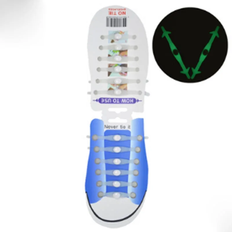 12 шт. светящиеся эластичные силиконовые шнурки для обуви для бега, Спортивные Светящиеся в темные шнурки для кроссовок - Цвет: Белый
