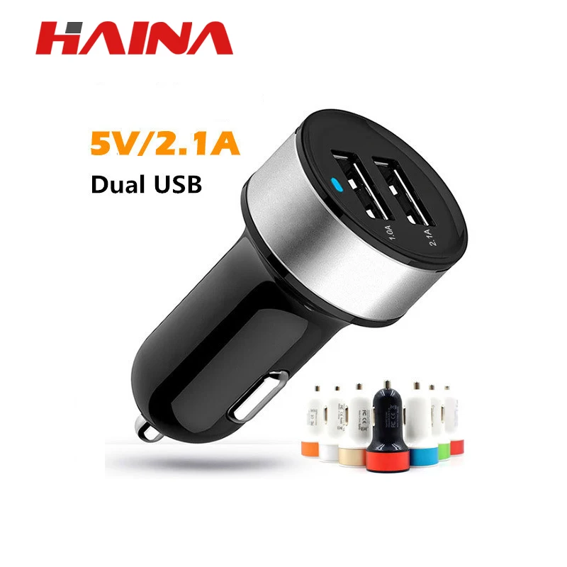Универсальное автомобильное зарядное устройство с двумя usb портами 5V 2A Max мини
