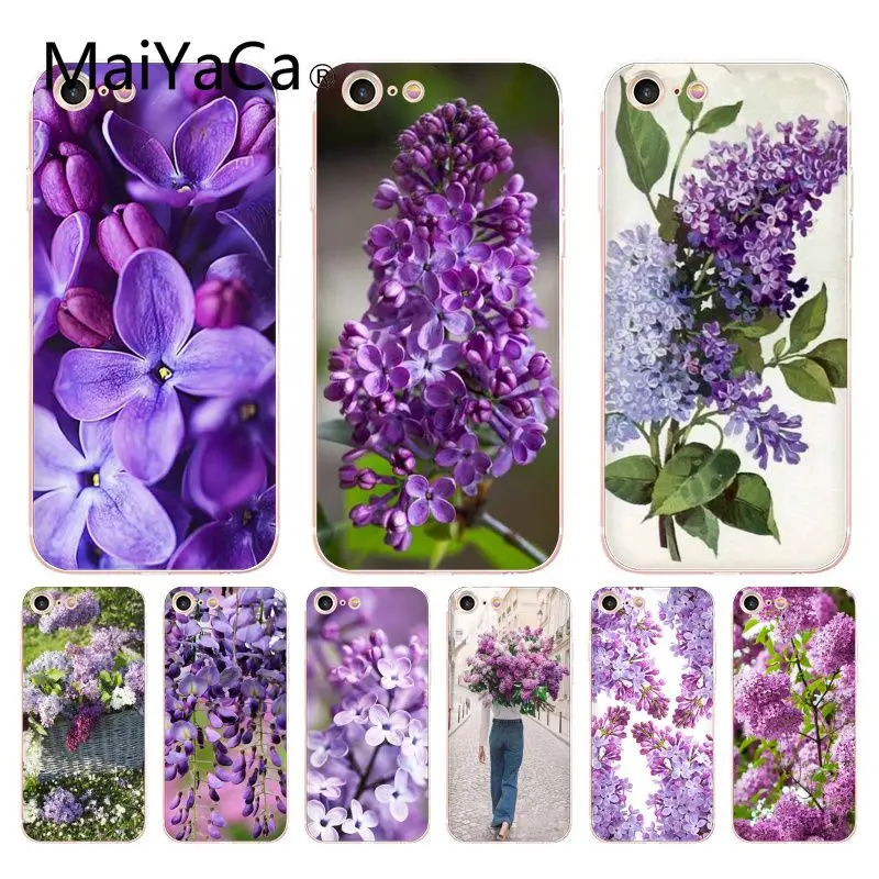 

MaiYaCa For iphone 7 Case Lilac Flowers Transparent Cover Phone Case for iPhone 8 7 6 6S Plus X 5 5S SE 5C XS XR Cases