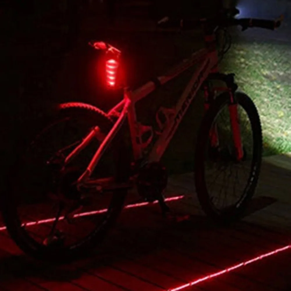 Excellent Bicycle Accessories Bike Flashlight Headlamp Bicycle Rear Tail Safety Warning 5 LED+ 2 Laser Flashing Lamp Light Drop Shipping 7