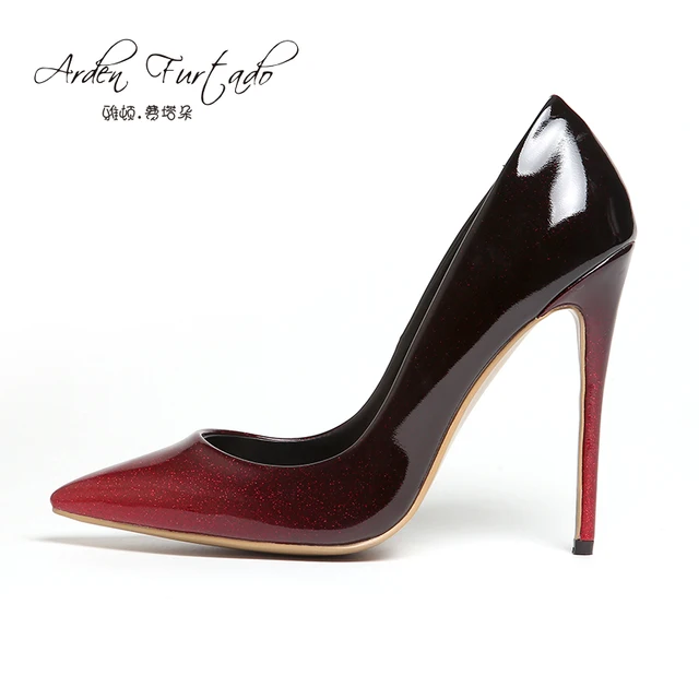 Woman Brand Shoes 12cm High Heels Pumps Dress Wedding Red Grey Woman Brand Shoes 12cm High Heels Pumps Dress Wedding Red Grey Stilettos Women Slip On