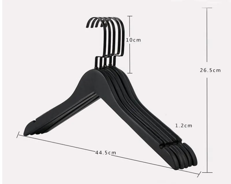 High Quality Black Wood Clothes Hanger for Suit Coat Shirt, Black Wooden Pants Skirt Hanger with Clips (12 Pcs/ Lot )