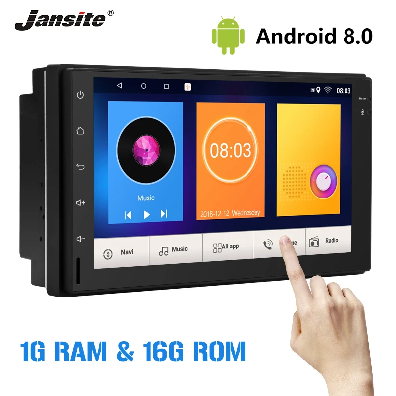 

Jansite 7" Car Player Android 8.0 Touch Screen Radio with Backup camera GPS Navigation Wifi for 1 RAM 16G ROM Car Stereo radio