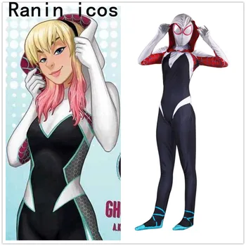 

Anime Gwen Stacy Spider-man Cosplay Spiderman 3D Women Zentai Superhero Bodysuit Suit Jumpsuits Cosplay Costume