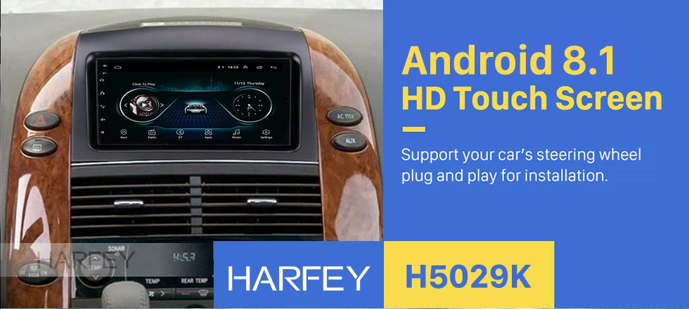 Flash Deal Harfey Android 8.1 7" 2Din Radio Head Unit For Toyota Sienna 2004-2010 GPS Navi Bluetooth WIFI 1080P Video USB SWC Backup Camera 0