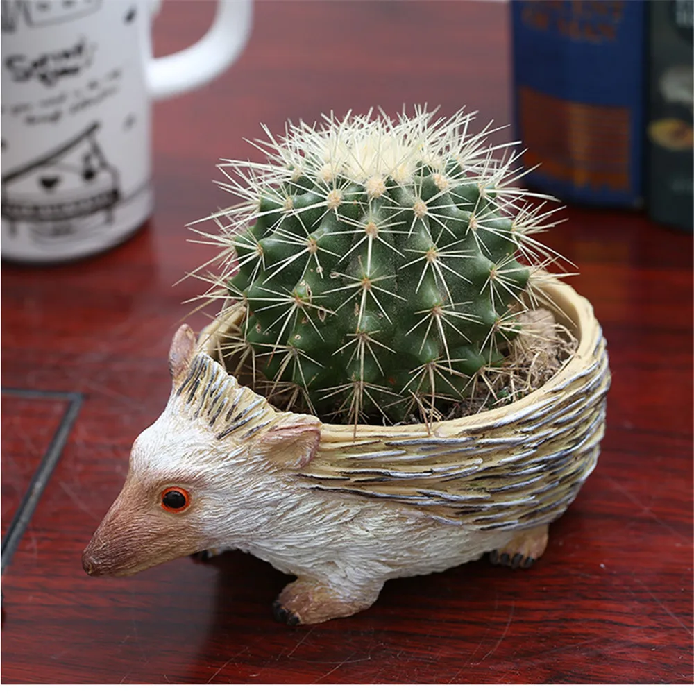 

Cute Hedgehog Flowerpot Planter Resin Vase Flower Plant Succulents Container Bonsai Pot Home Table Garden Decoration Ornament