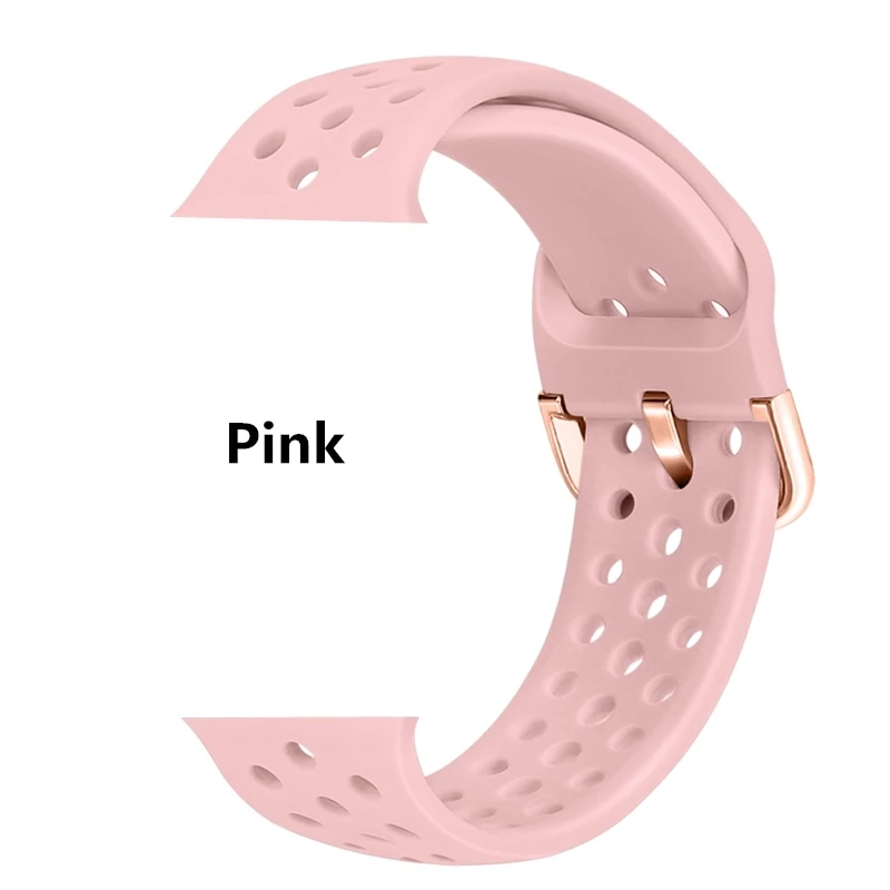 Konaforen дышащий Силикон Спортивный ремешок для Apple Watch Series 4 5 44 мм 40 мм резиновые ремешки для iWatch 3 2 1 42 мм 38 мм - Цвет ремешка: Pink
