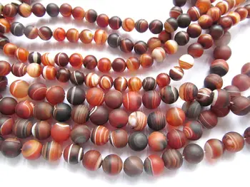 

high quality 6-20mm Read Agate Gemstone onyx Round Ball Veins crab matte Agate Jewelry Necklace Loose beads 16inch