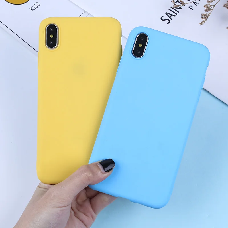 

Candy Color Phone Case For iPhone X XR XS Max Silicone Luxury Solid Color Soft TPU Matte Cases For iPhone 7 8 6 6S Plus 5 5S SE