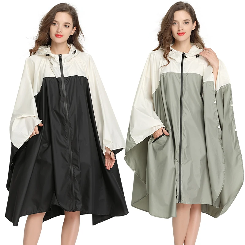 Ceny Damskie poncho przeciwdeszczowe płaszcz wodoodporny Sty płaszcz przeciwdeszczowy peleryna z kapturem i zamkiem błyskawicznym do uprawiania turystyki pieszej jazda na rowerze Freesmily