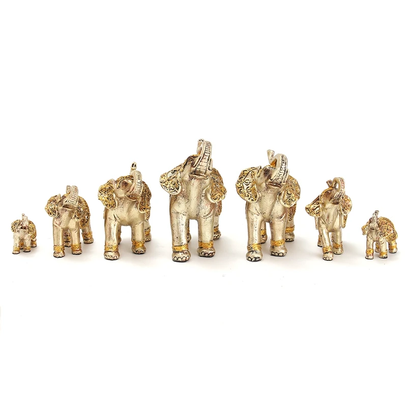 KiWarm набор золотой Будда слон украшение статуи Статуэтка украшения изделия из смолы для Фортуны богатство Декор для дома и офиса подарки на удачу