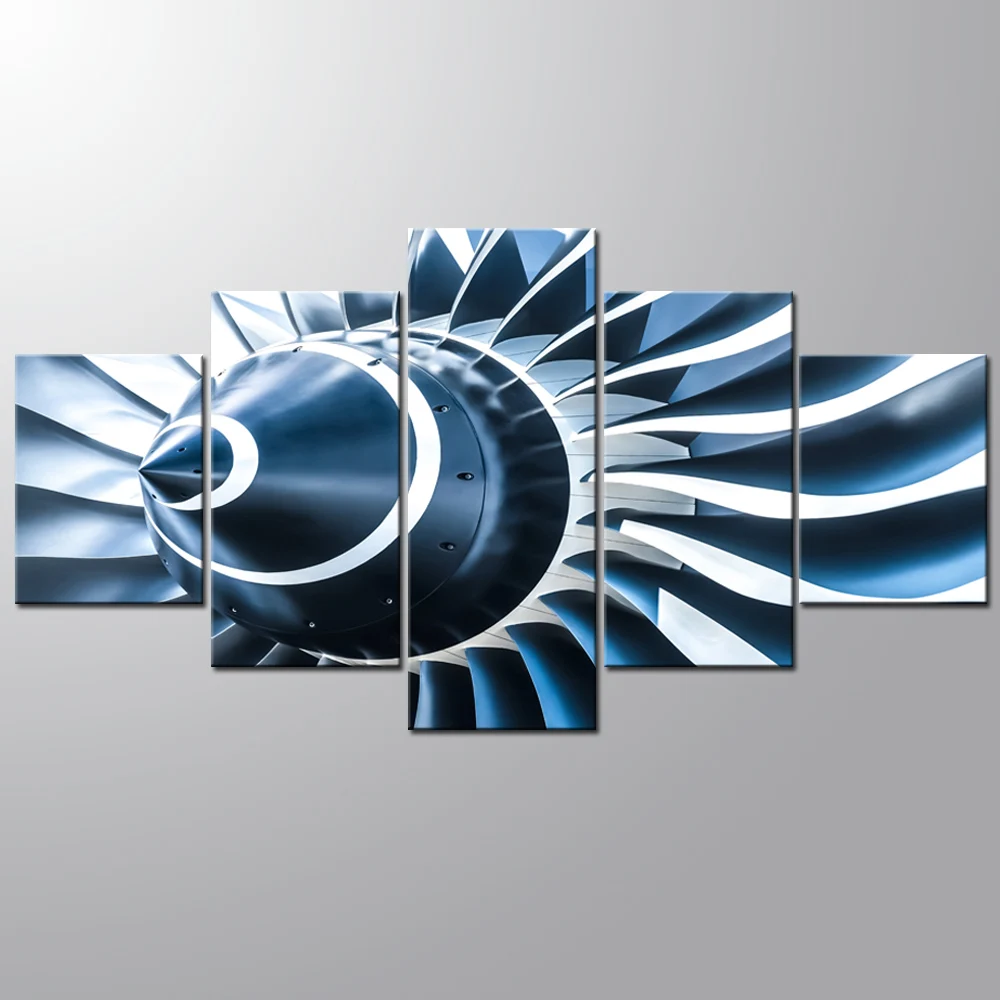 5 Pcs/Set Landscape Jet Engine Turbine Blade Canvas Print Painting Modern Abstract Spiral Wall Art Home Decor Painting