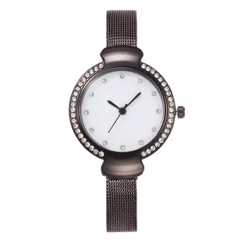 

Women Classic Narrow Stainless Steel Strap Dress Mesh Bracelet Quartz Wristwatches Silver Small Dial Female Gift Slim Strap
