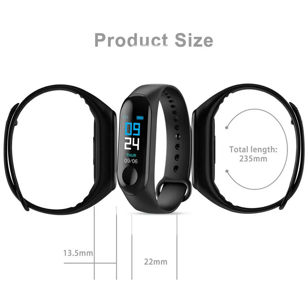 M3s Bluetooth Smart watch Heart Rate Blood Pressure Monitor Fitness Activity Tracker Sports Smart Band Wristbands Phone Mate