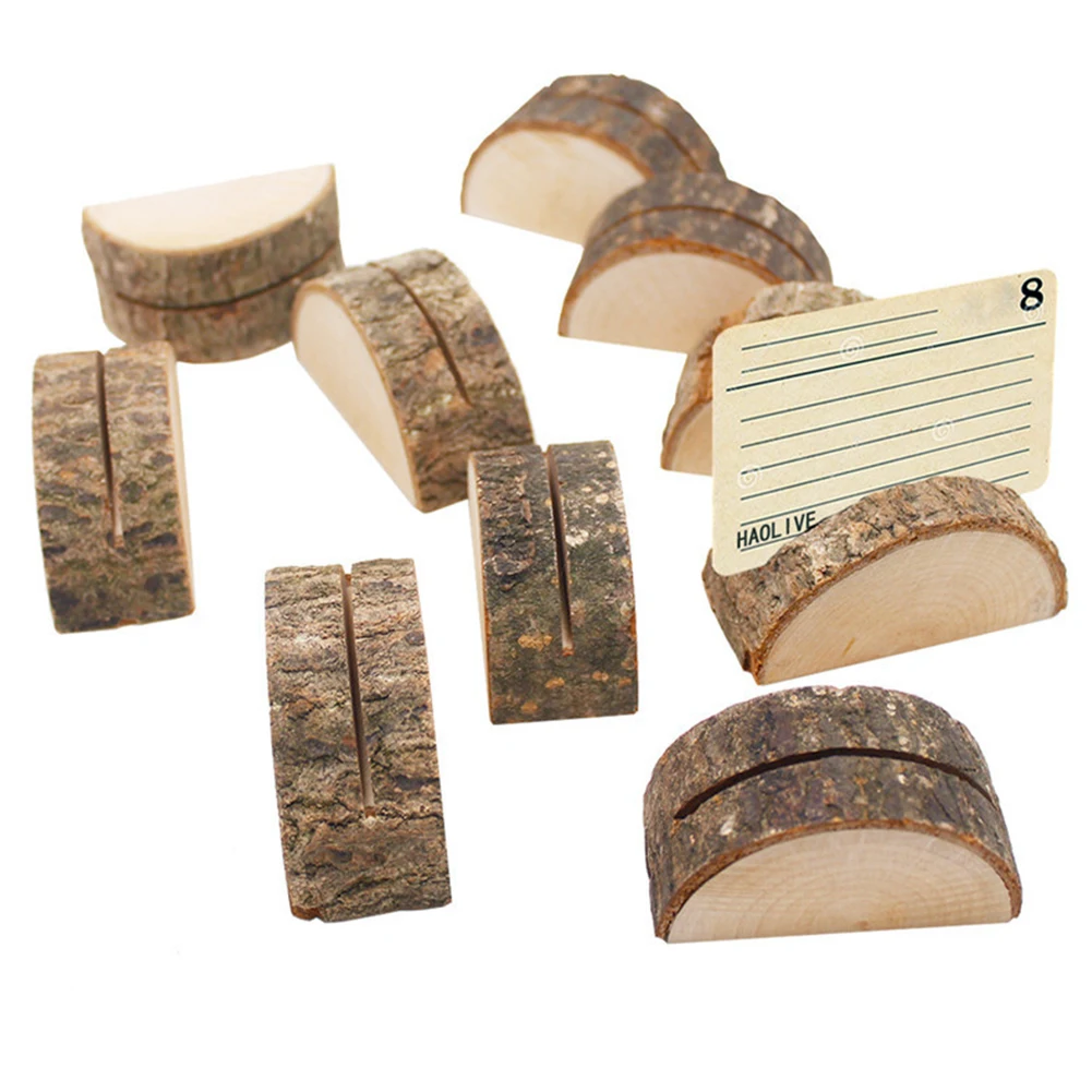 

20pcs Ornaments Log Holder Card Note Decoration Party Photo Clip Wedding Crafts Rustic Wood Table Numbers Memo