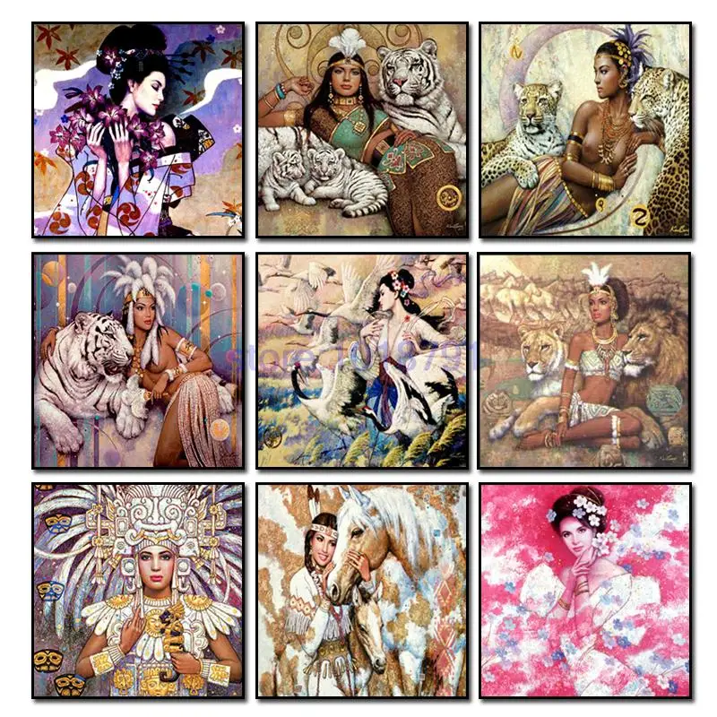 

3d diy diamond painting Beauty and Tiger mosaic needlework embroidery with rhinestones dmc diamond cross stitch home decor craft