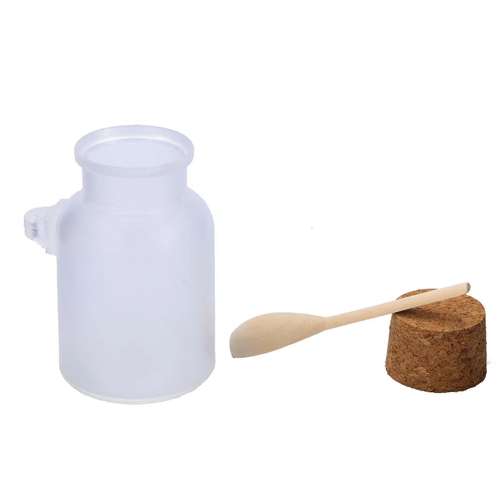 1 Set 100ml Scrub ABS Bath Salt Jars Cosmetic Mask Jar with Wood Spoon