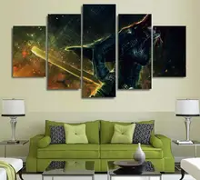 5 Panels Wall Art Anime Erza Scarlet Fairy Tail 5 Pieces Paintings Canvas Poster Unframed 9004